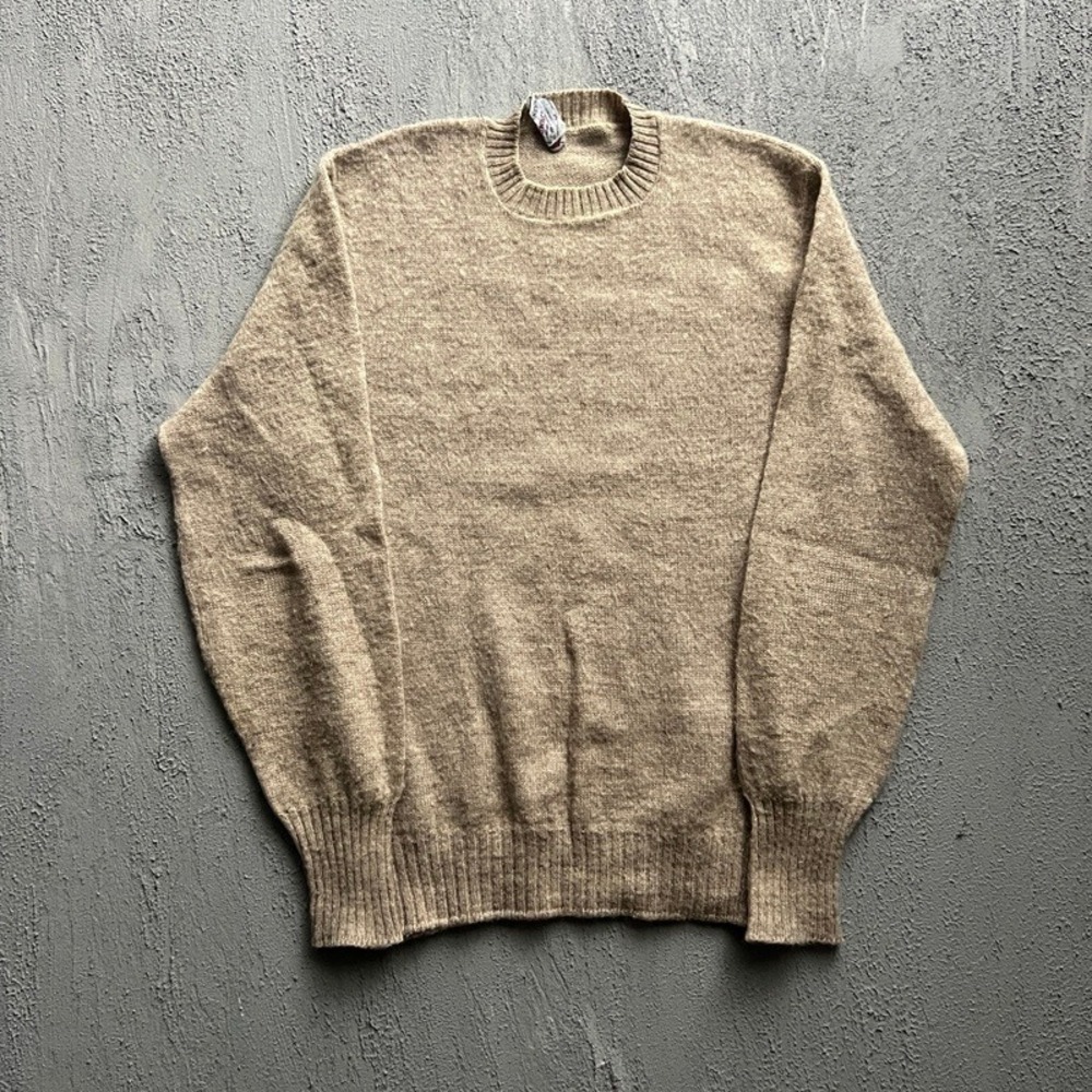 Vintage Penneys Towncraft Mohair Sweater Medium Beige 1960s Crewneck